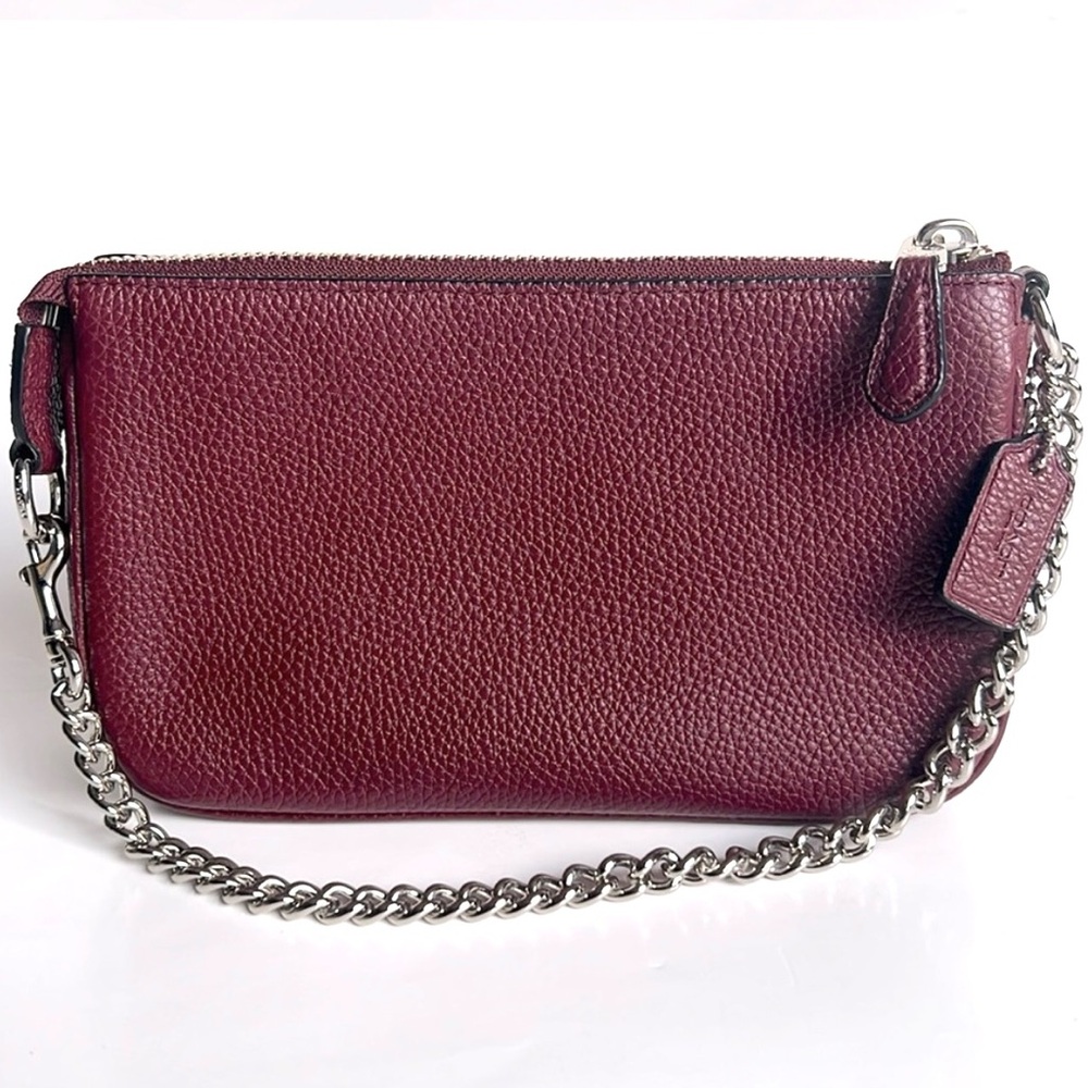 Coach Burgundy Leather Wristlet, Tag fell off while posting - Picture 2 of 4